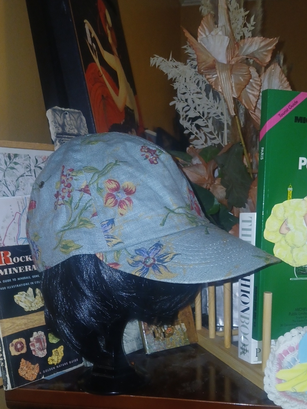 Gap Linen Floral Cap in Blue M/L